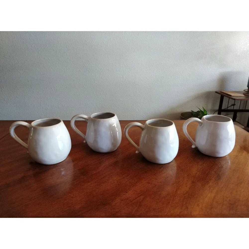 Lot 4x Vintage Pottery Barn Ghost Coffee Tea Mugs Halloween First Edition White